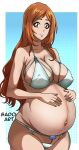 belly_expansion bleach brown_eyes inoue_orihime orange_hair pregnant sado-art