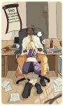  blonde blonde_hair chair dark-skinned_male fellatio implied_fellatio ino_yamanaka interracial kneel male/female male_penetrating_female naruto office oral oral_penetration oral_sex ponytail 