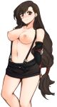 1girl 1girl 1girl areola big_breasts black_hair breasts brown_eyes clothing female_only final_fantasy final_fantasy_vii hair high_resolution long_hair nipples skirt square_enix tifa_lockhart topless tridisart video_game