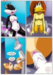 anthro bbmbbf bugs_bunny comic lola_bunny looney_tunes palcomix penelope_pussycat tina_russo toon.wtf triple_kiss warner_brothers what_goes_on_in_the_girls'_locker_room_(comic) yuri