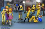 1girl aged_up allison_taylor american_dad carl_carlson clothing cookie_kwan crossover edit family_guy francine_smith high_heels huge_breasts human lois_griffin marge_simpson monocone otto_mann shaved_pussy stockings the_simpsons