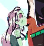 1boy 1girl fellatio fellatio_face frankie_stein green_skin jose12mexico monster_girl monster_high sucking sucking_penis