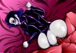 1boy 1girl anal anal_penetration anal_sex ass blush dc_comics doggy_position forehead_jewel grabbing_sheets kogeikun leotard leotard_aside male/female partially_clothed pov pov_ass raven_(dc) sex sheet_grab short_hair solo_focus teen_titans