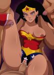  1girl 3boys big_breasts black_hair breasts brunette cum cum_in_pussy cum_inside dc_comics diana_prince earrings female foursome hetero kneejob long_black_hair long_hair male male/female nipple_slip pussy sex tiara vaginal vaginal_sex wonder_woman wonder_woman_(series) xeroshadows 