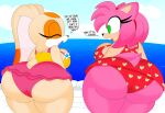  2girls 3barts aged_up amy_rose anthro ass big_ass bikini bikini_skirt bubble_butt clothing cream_the_rabbit dat_ass dialogue dumptruck_ass english_text fat_ass female_only furry hedgehog huge_ass lagomorph large_ass multicolored_swimsuit ocean rabbit rear_view red_bikini red_swimsuit sega sexy sexy_ass sonic_the_hedgehog_(series) sonic_x swimsuit teen text thick_ass thick_thighs thunder_thighs wide_hips 