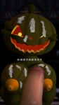  1boy 1girl cum cum_on_body cum_on_breasts cum_on_face five_nights_at_freddy&#039;s jack_o_pumpkin_(fnaf) penis pov pumpkin pumpkin_girl pumpkin_head wink 