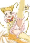  1girl blonde_hair cameltoe cure_lemonade drill_hair eyelashes fat_mons kasugano_urara kasugano_urara_(yes!_precure_5) kick kicking legwear long_hair love_bulge magical_girl panties precure pretty_cure solo spread_legs stockings thighhighs underwear urara_kasugano wanyan_aguda yellow_eyes yes!_precure_5 yes!_pretty_cure_5 