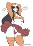  1girl black_hair breasts cosplay darkra fellatio hands_on_head jinkies! long_hair lulusa_wildmist miniskirt oc original_character skirt_lift velma_dinkley_(cosplay) world_of_warcraft 