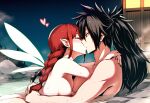  1boy 1girl black_hair breasts couple fairy_tail irene_belserion kissing madara_uchiha nude nude_female nude_male red_hair 