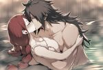  1boy 1girl black_hair couple fairy_tail irene_belserion kissing madara_uchiha nude nude_female nude_male red_hair 