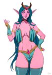  big_breasts blue_eyes blue_hair choker darkra elf elf_ears long_hair lulusa_wildmist non-nude oc original_character pink_skin world_of_warcraft 