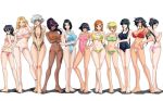  11girls 6+girls amputee arms arms_behind_back arms_crossed bangs bare_arms bare_legs bare_shoulders bare_thighs barefoot bikini black_hair bleach blonde_hair blush braid breasts covering covering_breasts crossed_arms dark-skinned_female dark_skin feet female female_only glasses grey_hair hair_tie hand_in_hair hand_on_hip hands_on_hips inoue_orihime isane_kotetsu ise_nanao kiyone_kotetsu kukaku_shiba legs light-skinned_female light_skin long_hair looking_at_viewer matsumoto_rangiku multiple_girls navel nemu_kurotsuchi orange_hair ponytail purple_hair retsu_unohana rukia_kuchiki shihouin_yoruichi short_hair small_breasts soifon stomach swimsuit tan_skin tanned tattoo wavy_hair 