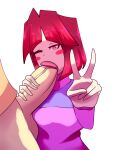 1boy 1girl bete_noire betty_noire big_penis blush_stickers brown_hair fellatio female_focus glitchtale male male/female one_eye_closed oral penis pink_shirt purple_shirt red_eyes red_hair sex solo_focus sucking_penis undertale_au white_background yazu_(artist) yazuel_aliel zixy zixy_(artist)