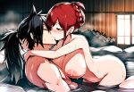  ass black_hair breasts couple fairy_tail irene_belserion kissing madara_uchiha nipples nude nude_female nude_male red_hair 