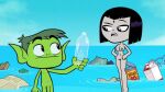  beast_boy black_hair bottle breasts cartoon_network chest_tuft dc_comics green_hair green_skin navel nipples older older_female penis purple_eyes raven_(dc) teen_titans teen_titans_go white_skin young_adult young_adult_female young_adult_woman 