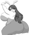 1girl animal_ears ass breasts bunny_ears carrot female glasses huge_ass huge_breasts jyazue_kirihara kirihara_torajyuro_tatsumune milf monochrome obese zeon_(pixiv722928)