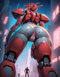  ai_generated armor ass back_view giantess helmet looking_at_viewer looking_back mecha mechanical mechanophilia pussy robot robot_girl robot_joints viewed_from_above 