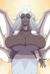  angel_wings brown_skin despojo_(artist) grey_hair hazbin_hotel sera_(hazbin_hotel) voluptuous 