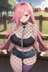 1girl ai_generated big_breasts fishnets long_hair nenefthivt pink_hair shirt shorts solo tagme vtuber