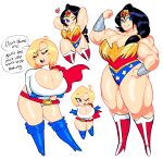  2_girls big_breasts big_breasts black_hair blonde_hair blue_eyes breasts huge_breasts mole_on_breast power_girl theguywhodrawsalot thick_thighs wonder_woman 