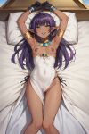 ai_generated black_lipstick blue_eyes dark_hair dark_purple_hair egyptian egyptian_clothes egyptian_clothing egyptian_female egyptian_jewelry elf elf_ears jewelry long_hair purple_hair