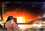  1boy 1girl black_hair couple fairy_tail irene_belserion kissing madara_uchiha nude nude_female nude_male red_hair 