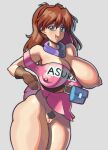  1girl asuka_langley_souryuu breasts_out_of_clothes breasts_outside dragon_ball dragon_ball_(classic) edu_pompom evangelion female_only pubic_hair pussy 