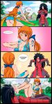  1boy 1girl ass black_hair breast brown_hair cleavage madara_uchiha nami one_piece 