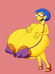  1girl 20th_century_fox blue_hair bra female gigantic_breasts glasses happy high_heels hyper hyper_breasts luann_van_houten maxtlat solo the_simpsons 