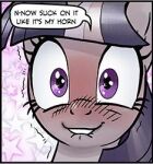  1girl dialogue implied_futanari looking_at_viewer my_little_pony pony speech_bubble text twilight_sparkle unicorn 