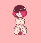 1girl bete_noire betty_noire breasts brown_hair dildo female_only glitchtale legs nude nude_female pixel_(artwork) red_background red_dildo red_eyes red_hair sex_toy simple_background undertale_au xtyasc