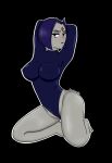 1girl 2021 arms_behind_head clothing dc_comics female female_only leotard markharvest nipples_visible_through_clothing on_knees rachel_roth raven_(dc) solo teen_titans tight_clothing