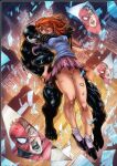 areola_bulge broken_mirror cum_drip cum_inside falling light-skinned_female marvel marvel_comics mary_jane_watson mascara_tears nipple_bulge peter_parker red_hair redhead sharp_teeth size_difference skirt tongue_out upskirt venom