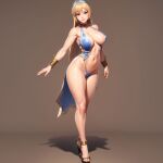  1girl alluring alternate_costume big_breasts blonde_hair blue_eyes cleavage legs milf nightcore_(artist) project_soul silf sophitia_alexandra soul_calibur soul_calibur_ii soul_calibur_iii soul_calibur_vi 