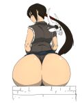  1girl ass ass_focus big_ass black_eyes blush booty dark_hair dat_ass looking_back ponytail project_soul shura_(soul_calibur) sitting skull soul_calibur soul_calibur_iv soulcalibur soulcalibur_iv thong wide_hips 