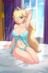 1girl alluring babydoll big_breasts blonde_hair blue_eyes blue_lingerie breasts cleavage cogbrony female_only hair_over_one_eye lingerie mario_(series) nintendo panties princess_rosalina rosalina super_mario_bros. very_long_hair wide_hips