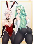 2_girls big_breasts bunny_ears bunny_girl bunnysuit edelgard_von_hresvelg female_only fire_emblem fire_emblem:_three_houses green_eyes green_hair long_hair mature_female nintendo purple_hair rak rhea_(fire_emblem) white_hair