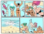  3_girls aqua_hair ass ass_crack bbw beach bikini bottomless breasts comic embarrassed embarrassed_nude_female embarrassing enf long_hair multicolored_hair multiple_girls muscle oc original_character pink_hair samrockwell420 short_hair surfboard tall_female topless twin_tails wardrobe_malfunction wedgie wide_hips 