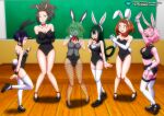 6girls bbmbbf bunnysuit female_only hagakure_tooru kyoka_jiro mina_ashido momo_yaoyorozu multiple_girls my_hero_academia ochako_uraraka palcomix pietro's_secret_club tsuyu_asui