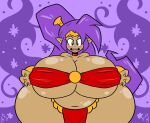  1girl ass big_breasts big_hips blue_eyes blush breasts chubby dark_skin hips huge_breasts hyper_thighs loincloth long_hair mouth_open purple_hair sexy sexy_body sexy_breasts shantae shantae_(character) sweetspicymann thick_thighs wayforward wide_hips 