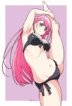 1_girl 1girl bokutachi_wa_benkyou_ga_dekinai female female_human female_only human kirisu_mafuyu kouda_tomohiro leg_lift long_hair long_pink_hair mostly_nude pink_hair side-tie_swimsuit solo split standing_split swimsuit