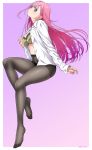 1_girl 1girl bokutachi_wa_benkyou_ga_dekinai bra dress_shirt female female_human female_only female_teacher human kirisu_mafuyu kouda_tomohiro lace-trimmed_bra lace_trim long_hair long_pink_hair looking_at_viewer open_clothes open_shirt panties panties_under_pantyhose pantyhose partially_clothed pink_hair pointer shirt solo teacher unbuttoned unbuttoned_shirt white_shirt