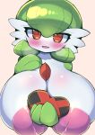 1girl blush blush breast_milk gardevoir happy huge_breasts inverted_nipples lactating lactation leaking_milk looking_at_viewer nekoyuu nipples pokemon pov valentine wholesome