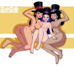  2020 3_girls anus ass barefoot batman:_the_animated_series batman_(series) black_hair breasts dc_comics dc_super_hero_girls dcau justice_league_action looking_at_viewer megasweet multiple_persona nipples nude purple_hair pussy smile square_crossover top_hat warner_brothers zatanna zatanna_zatara zee_zatara 