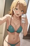 1girl alluring auburn_hair bikini brown_eyes cleavage isshiki_iroha matching_hair_and_eye_color nios selfpic smartphone yahari_ore_no_seishun_lovecome_wa_machigatteiru.