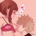 bakugou_katsuki bite_marks blush bra breasts canon_couple couple hearts hickey kacchako katsuki_bakugo my_hero_academia ochako_uraraka romantic sucking_breasts sucking_nipples uraraka_ochako