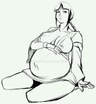  black_and_white bleach breast_expansion large_breasts looking_away monochrome nemu_kurotsuchi numerico open_shirt photoshop pregnant pregnant_belly pregnant_female sexy single_braid sitting 