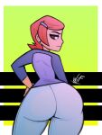  1girl aged_up ass ben_10 big_ass bubble_ass bubble_butt capri_pants cartoon_network dat_ass female female_only green_eyes gwen_tennyson hand_on_hip high_res highres hips huge_ass looking_at_viewer looking_back orange_hair sassy sex sexy_ass sexy_pose short_hair solo thick thick_ass thick_thighs thighs tight_pants weirdisfun white_pants wide_hips 