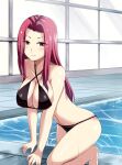 10s 1girl 1girl alluring bare_shoulders bikini breasts cleavage hot huge_breasts indoors long_hair nishida_megane pool purple_eyes purple_hair rei_no_pool sakaki_ryouko sexy shokugeki_no_souma swimming_pool swimsuit thighs voluptuous water wet