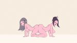 16:9_aspect_ratio 1girl 2_girls ahoge all_fours anal anal_insertion anal_object_insertion areola ass ass-to-ass bouncing_breasts breasts closed_eyes dildo doggy_position double_dildo female/female female_only flou gif glasses hair_bun hair_ornament hairclip hanging_breasts in_profile insertion long_hair loop megane multiple_girls nipples nude object_insertion original sex sex_toy simple_background taken_from_behind tied_hair yuri